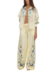 Yellow floral organza blouse