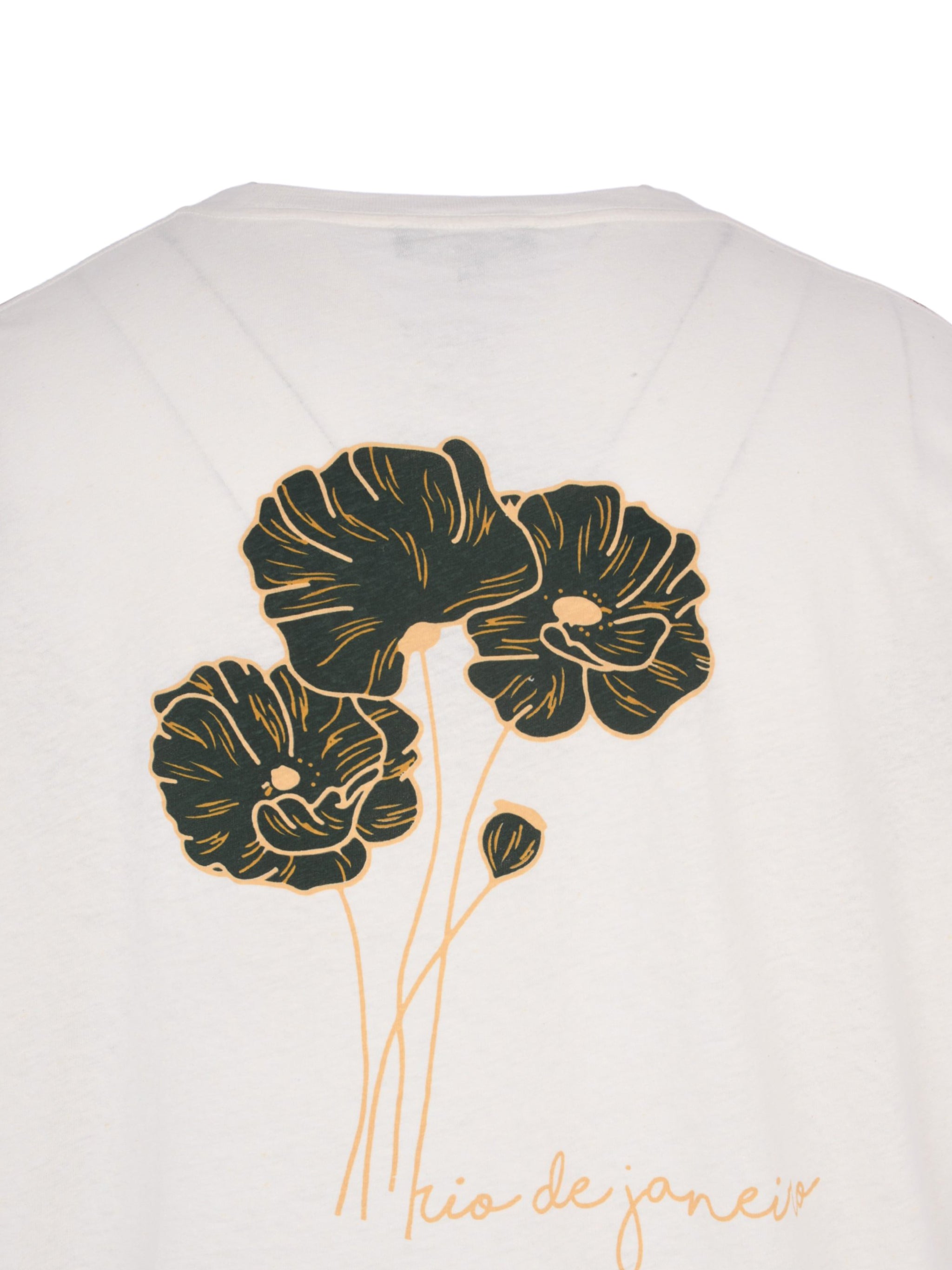 DINIS LINEN BLEND LINEAR FLORAL PRINTED TEE