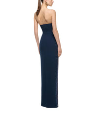 STRAPLESS ALL OVER DIAMANTE GOWN NAVY