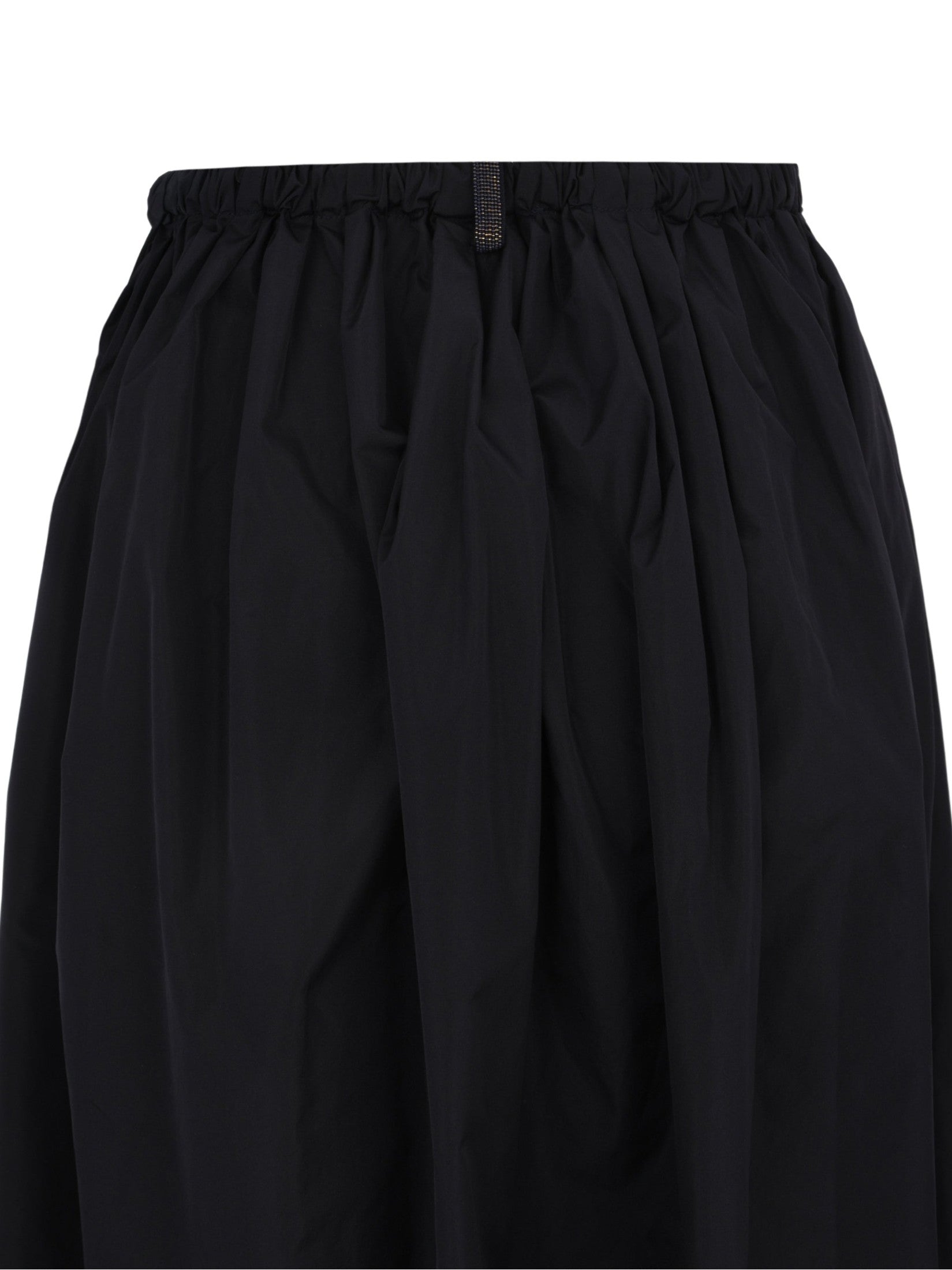 Technical taffeta long wide skirt