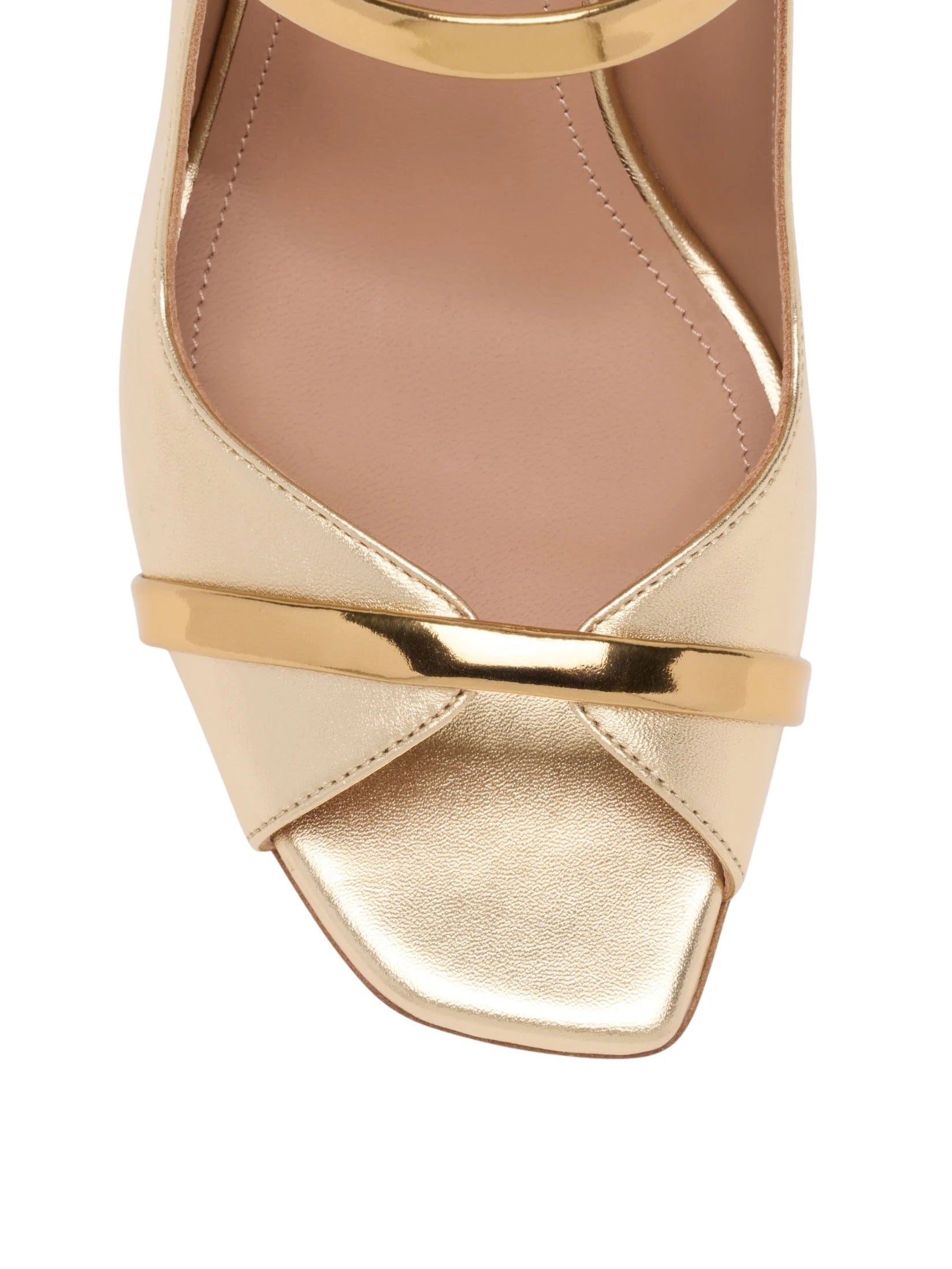 Cynthia 90 gold metallic leather heeled sandals