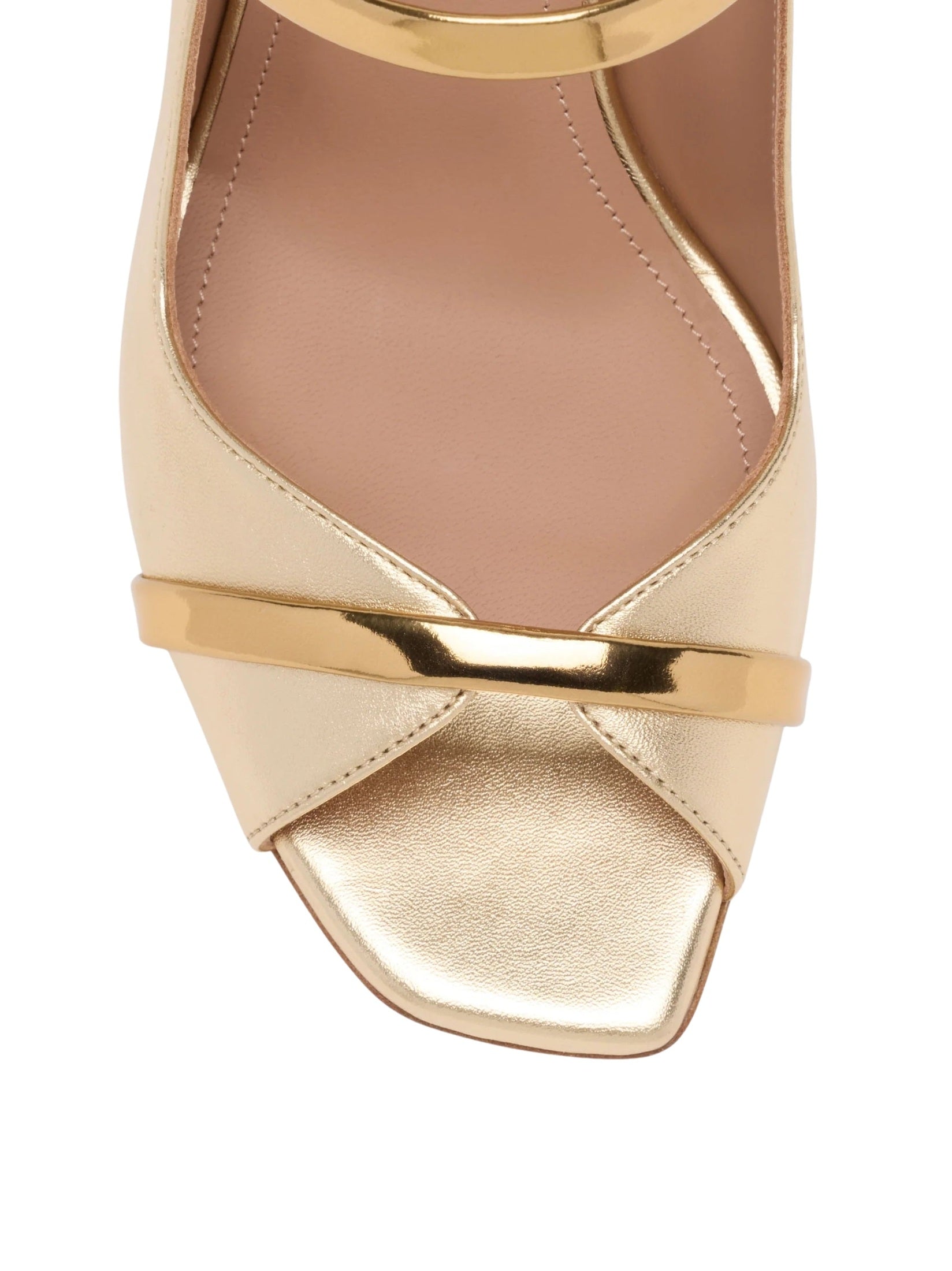 Cynthia 90 gold metallic leather heeled sandals