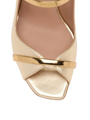 CYNTHIA 90 GOLD METALLIC LEATHER HEELED SANDALS