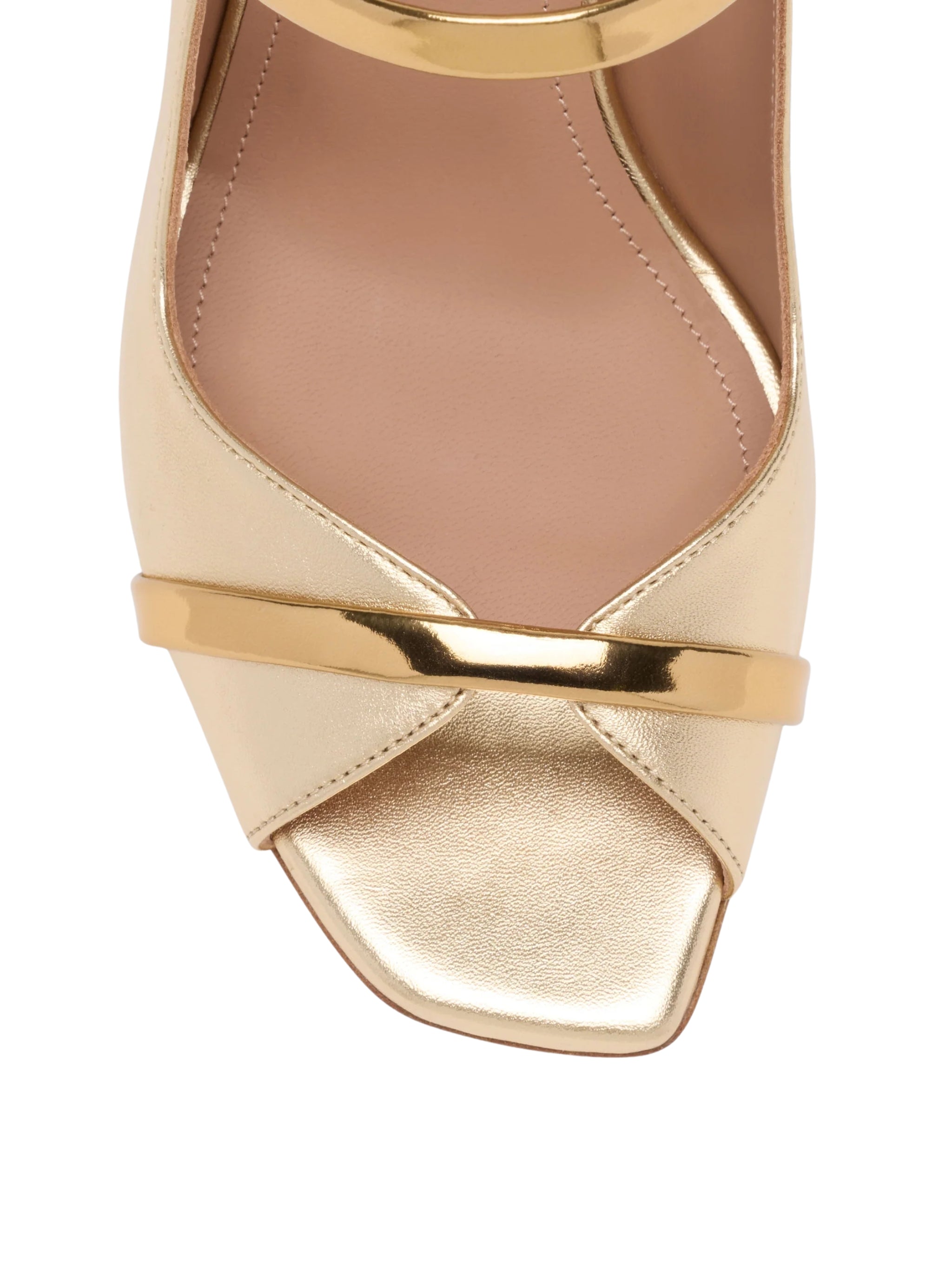 CYNTHIA 90 GOLD METALLIC LEATHER HEELED SANDALS