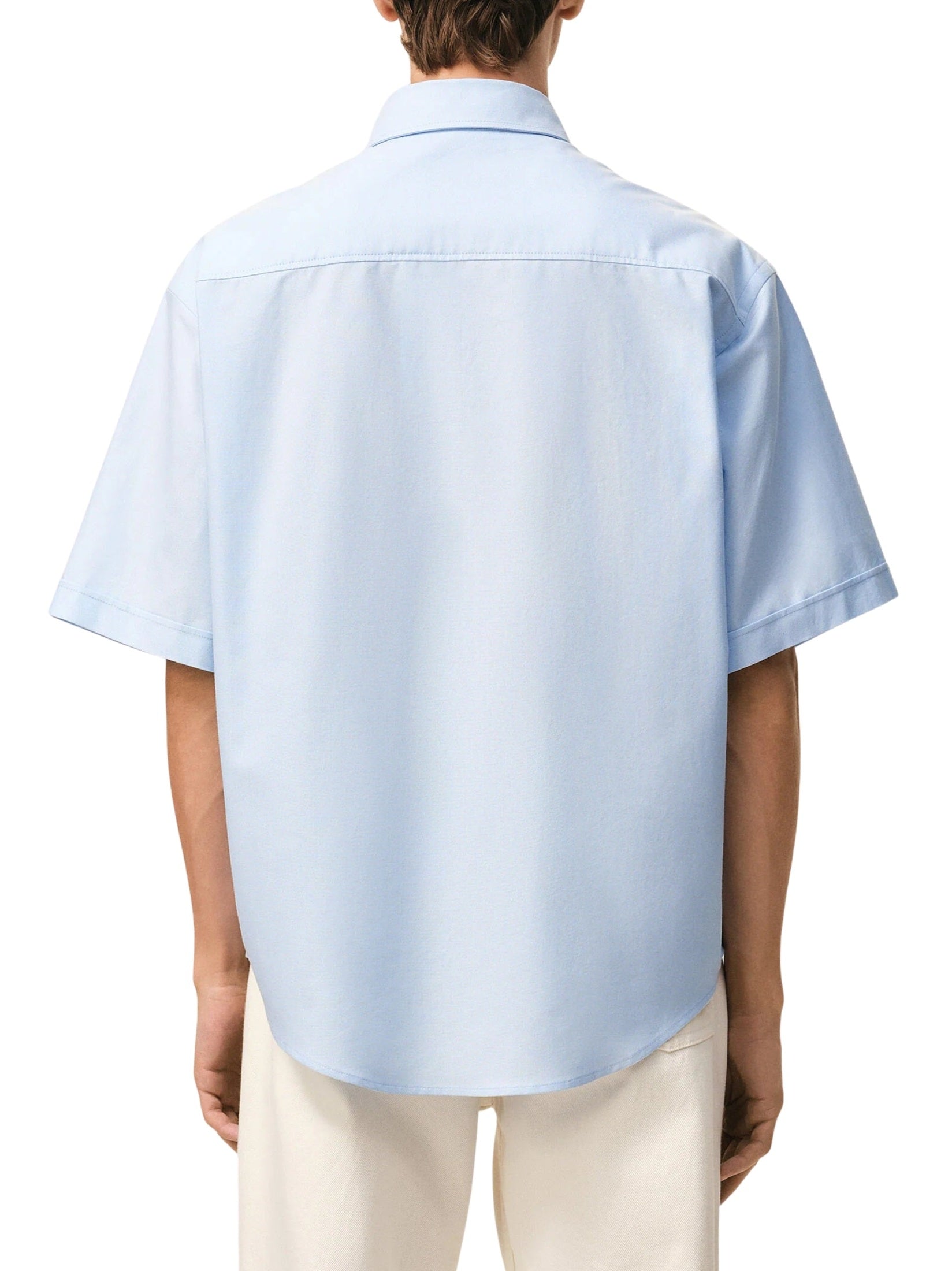 Boxy short sleeve shirt with button down collar