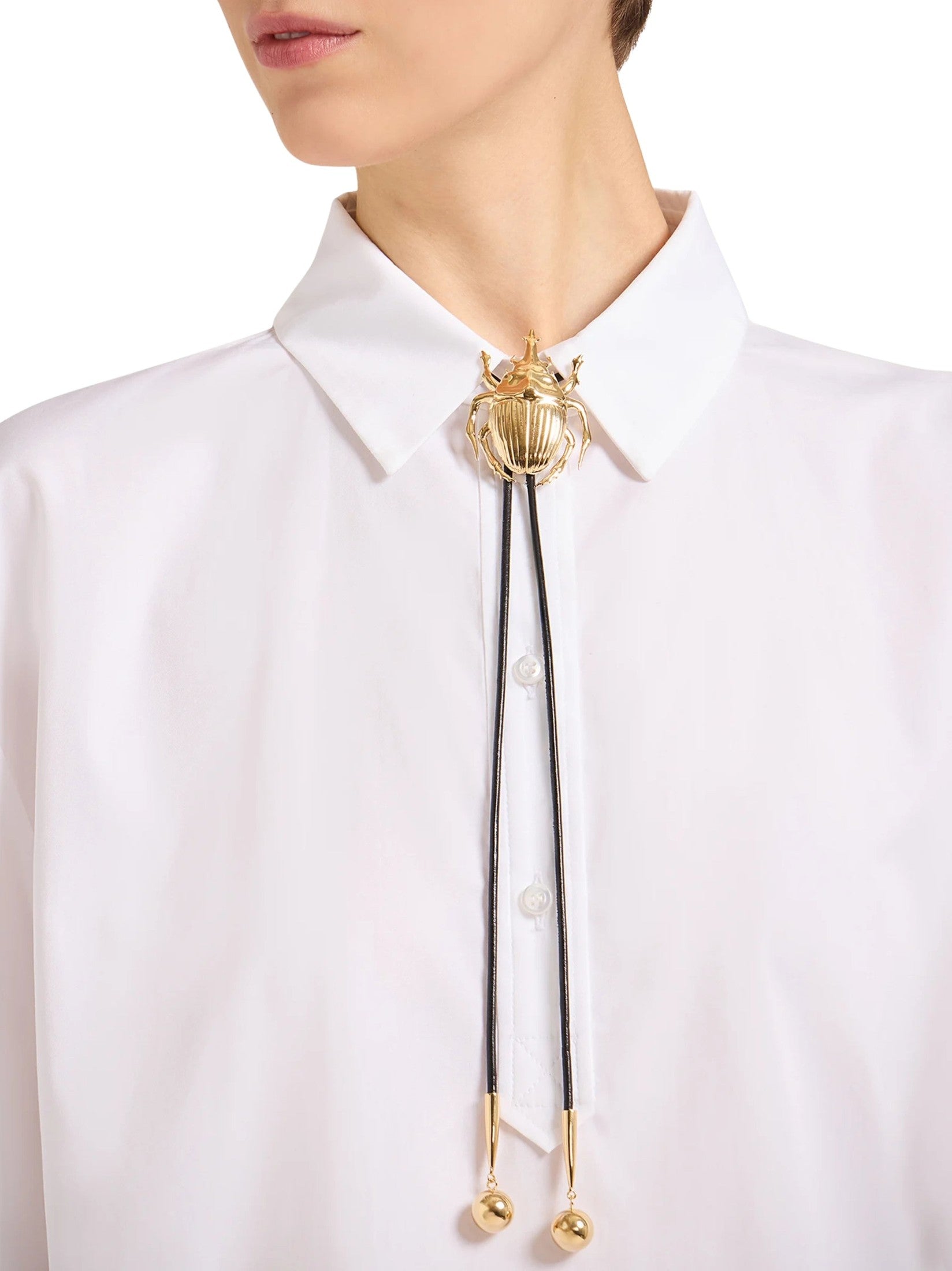 Scarab cow tie 24k gold plate