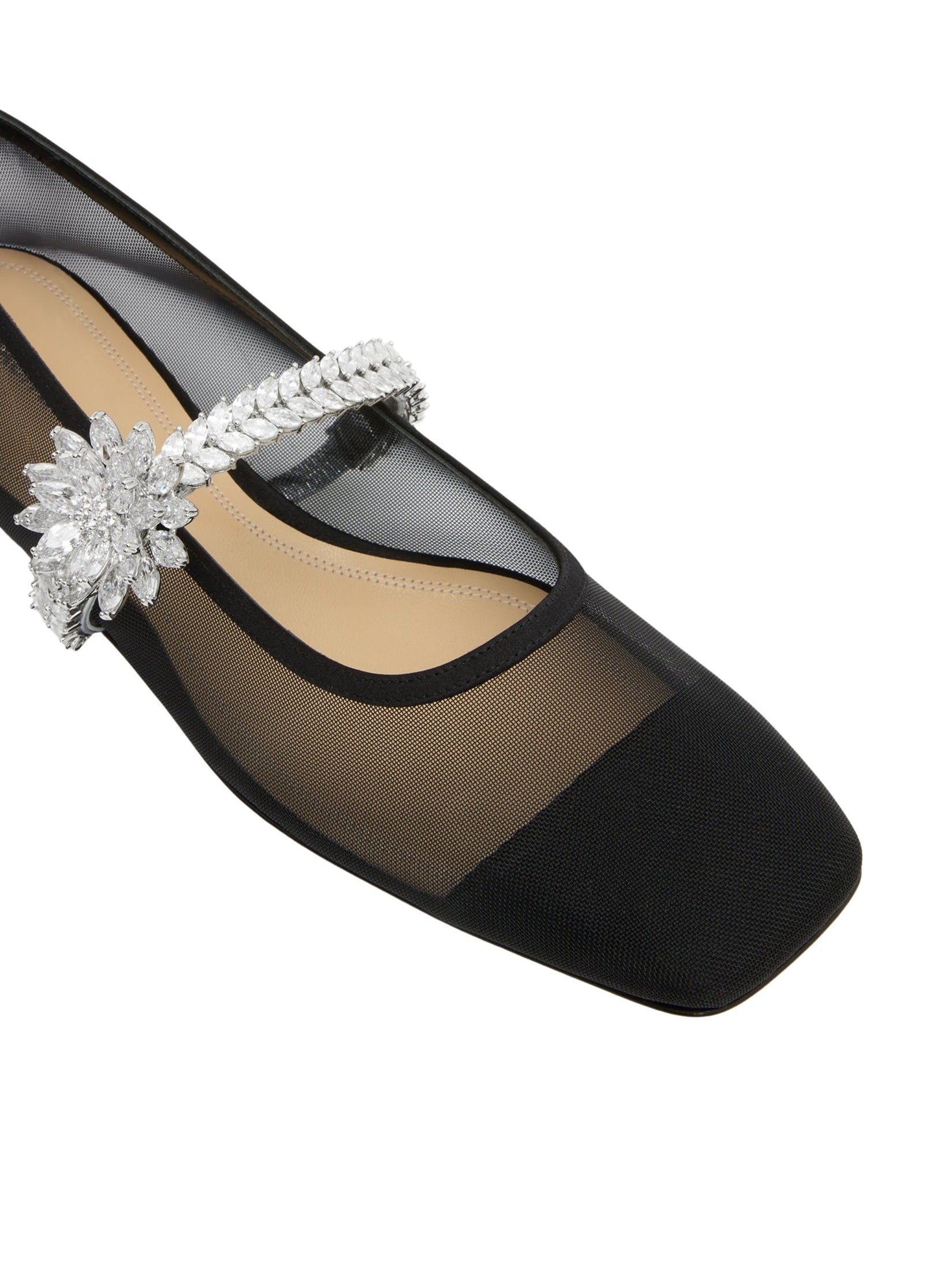 Lotus flower jewelled mesh ballerinas (10mm)