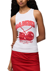 Compact rib jersey tank cherry