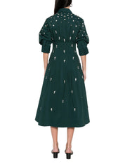 Jazz Embellished Pintuck Midi Dress