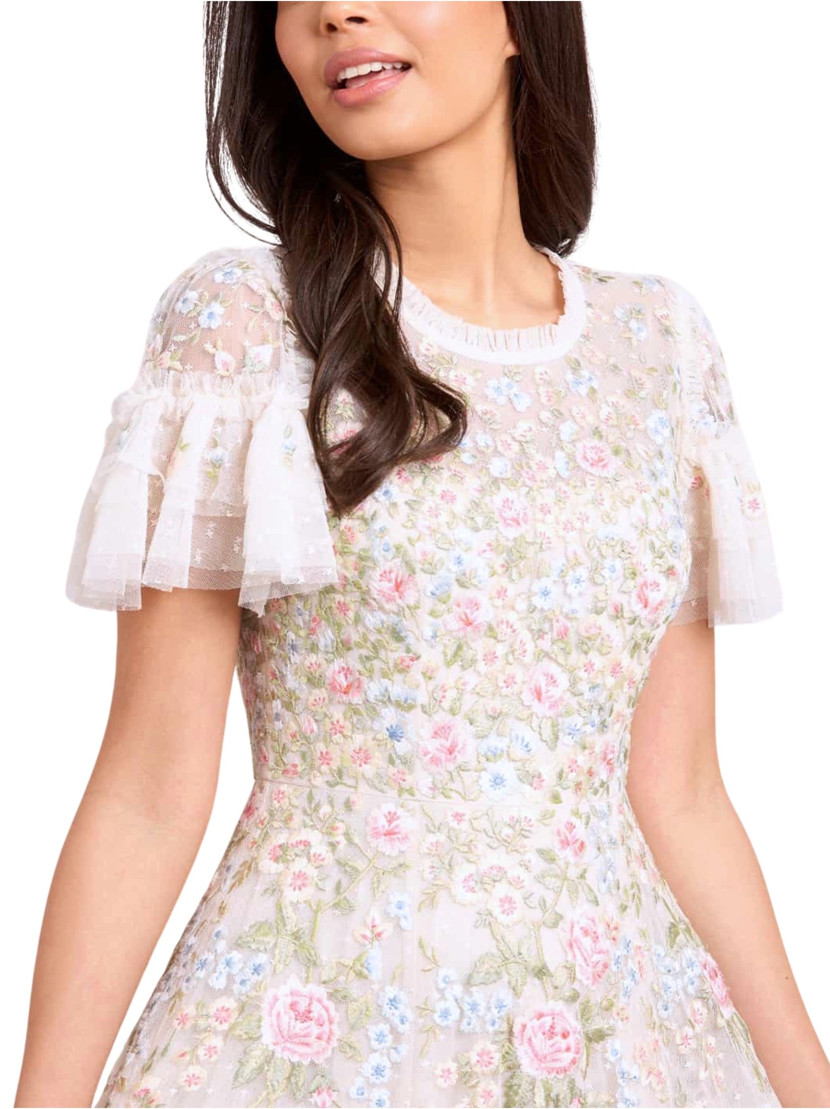 Antoinettes floral round neck ankle gown