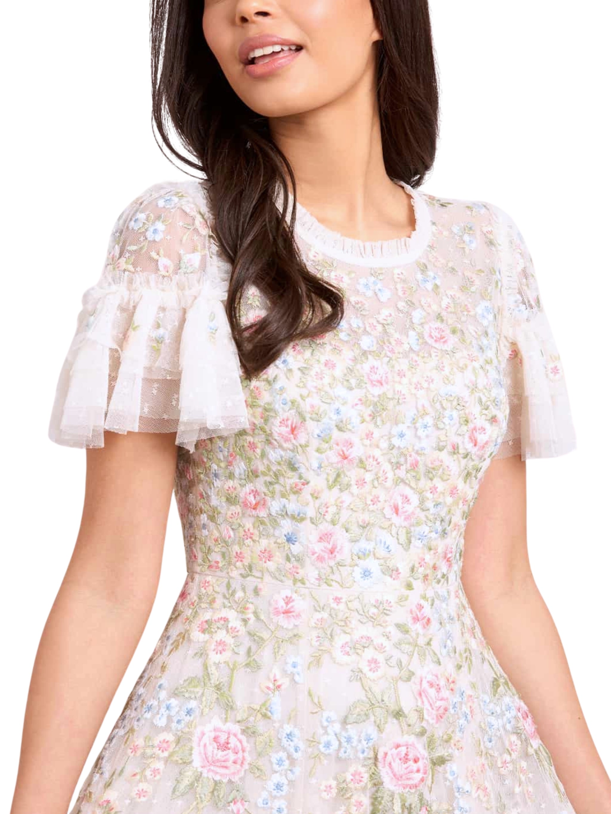 ANTOINETTES FLORAL ROUND NECK ANKLE GOWN