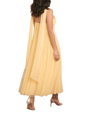 Sunrise sequin strapless cape ballerina dress