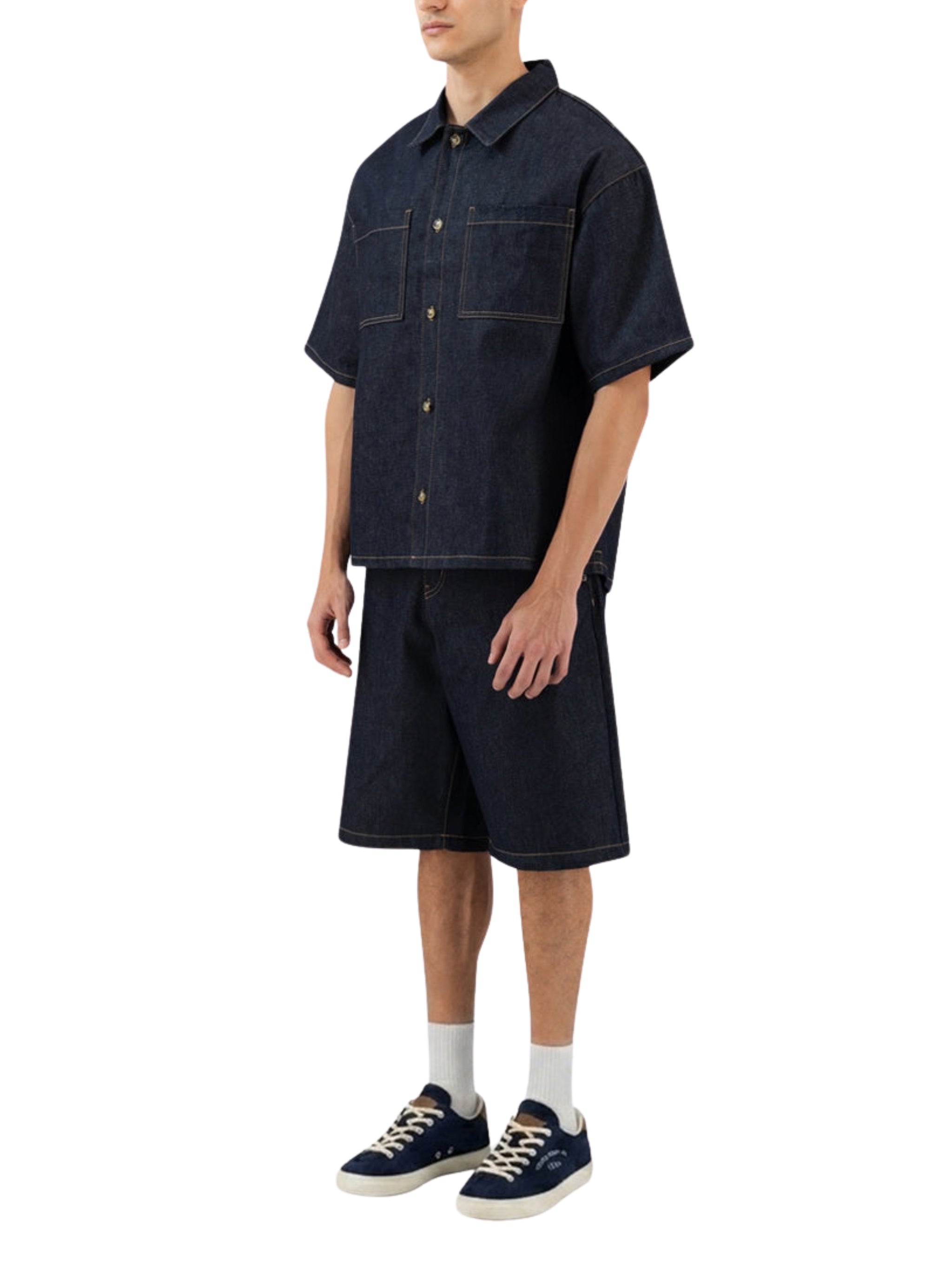 The stitched denim shirt