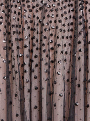 SEQUIN CASCADE ROUND NECK GOWN