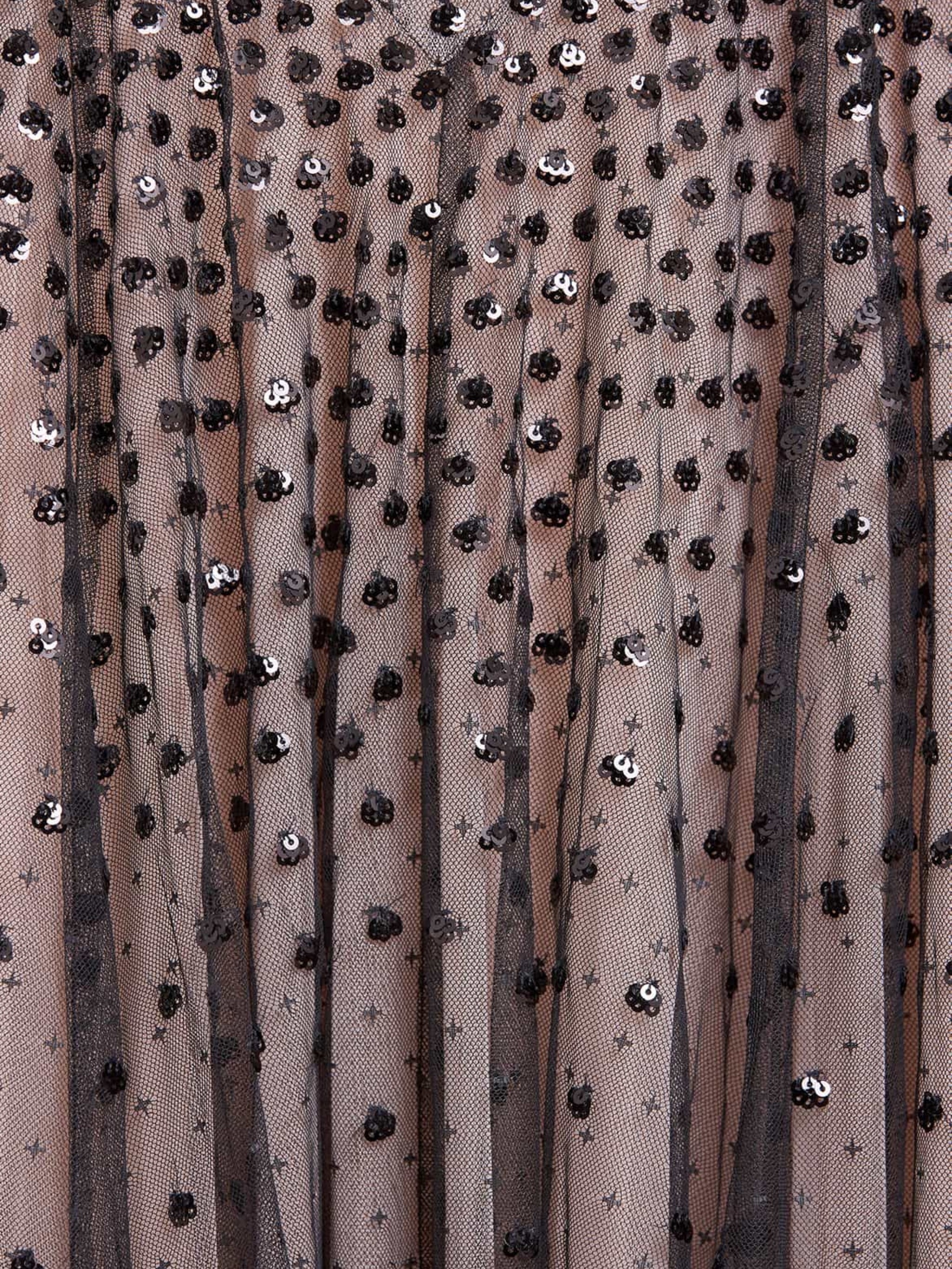 SEQUIN CASCADE ROUND NECK GOWN