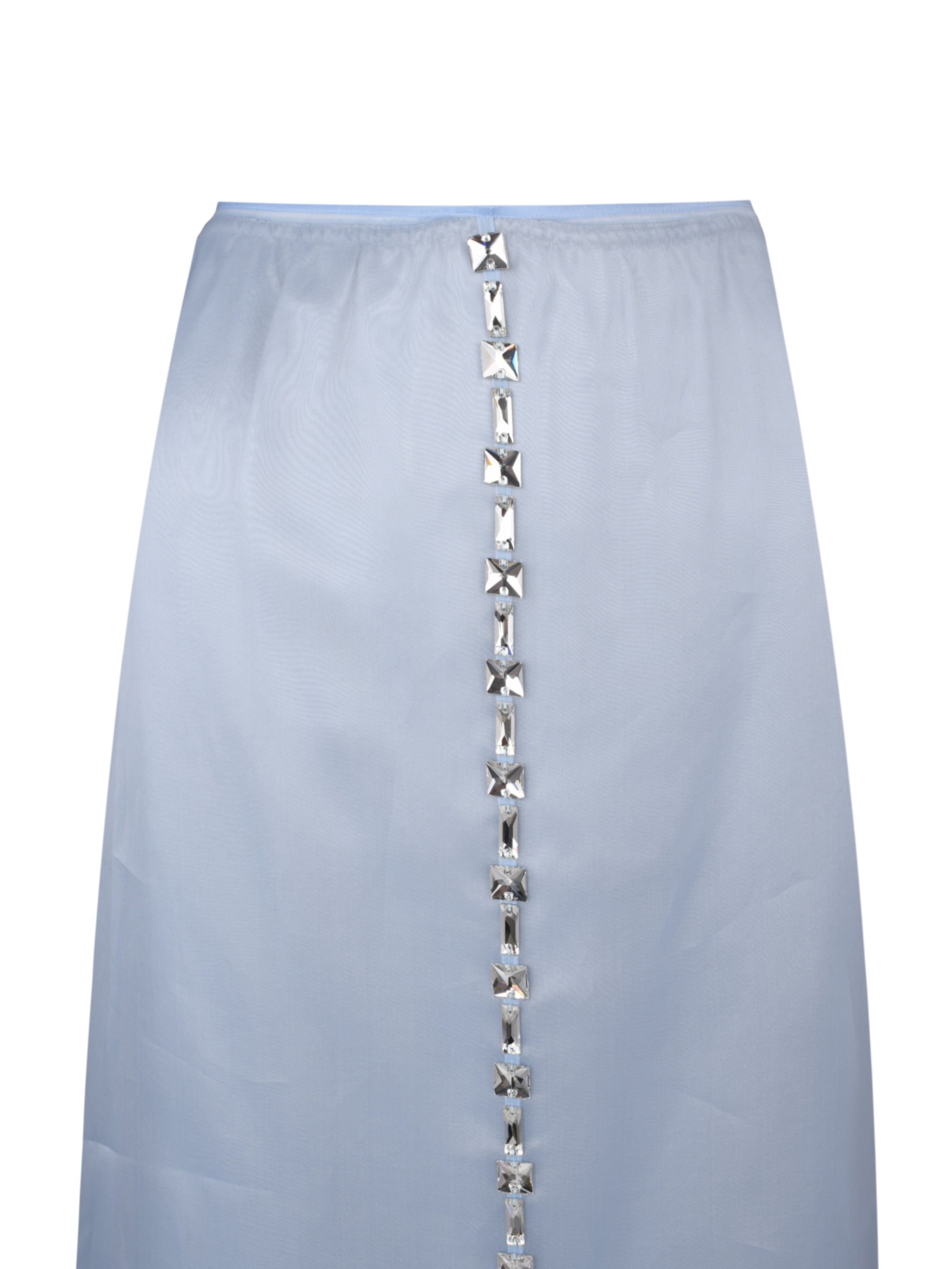 Organza midi skirt with strass embroidery