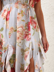 Roselight frill maxi dress