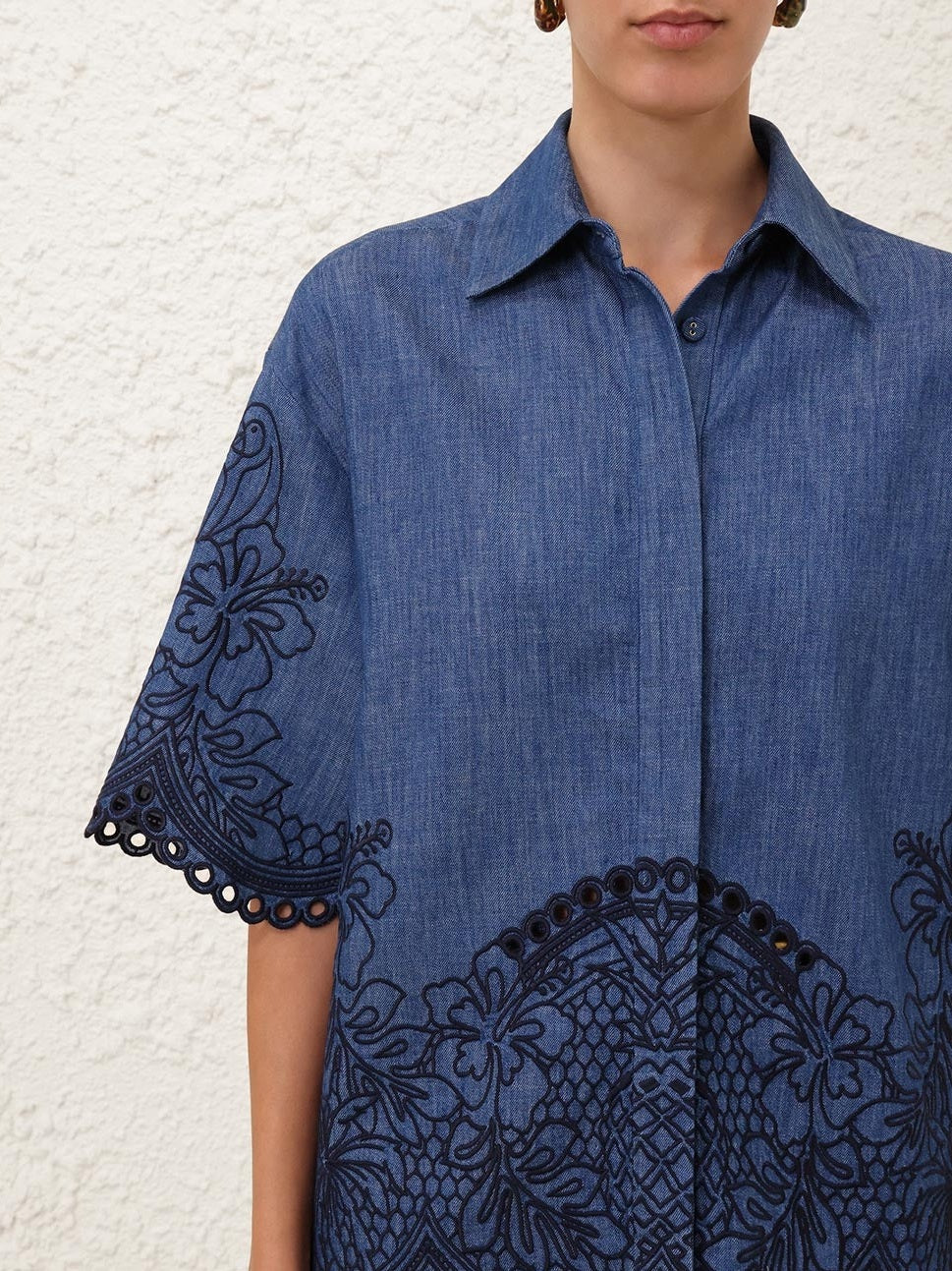 Coco embroidered denim shirt