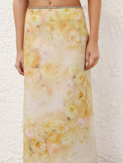 Crush scalloped midi skirt