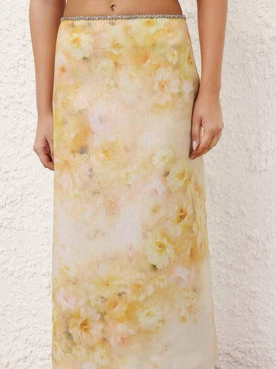 Crush scalloped midi skirt