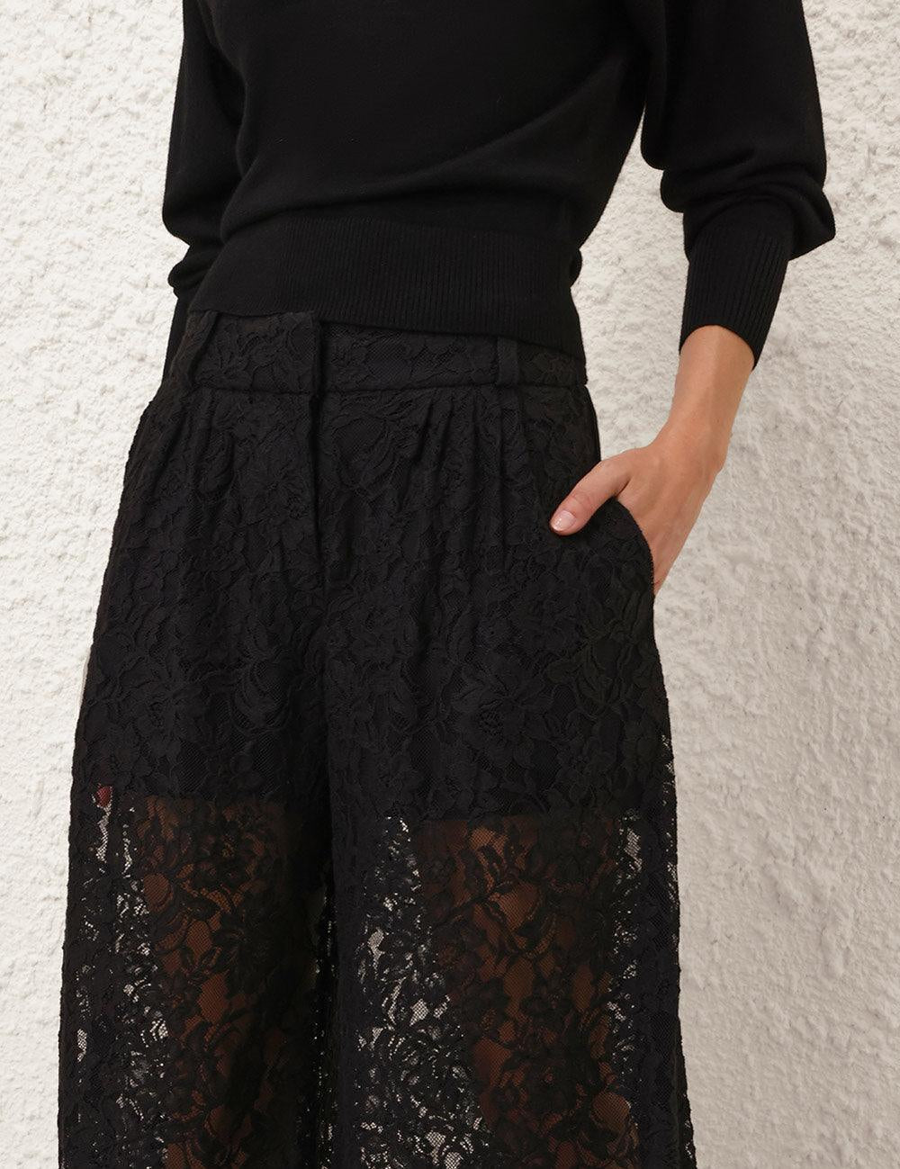 CRUSH BELTED LACE PANT