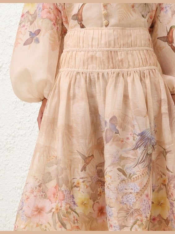 Illuminate drawn midi skirt