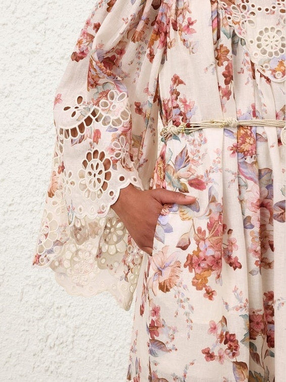 Awaken embroidered yoke maxi
