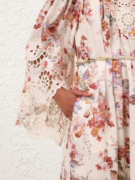 Awaken embroidered yoke maxi