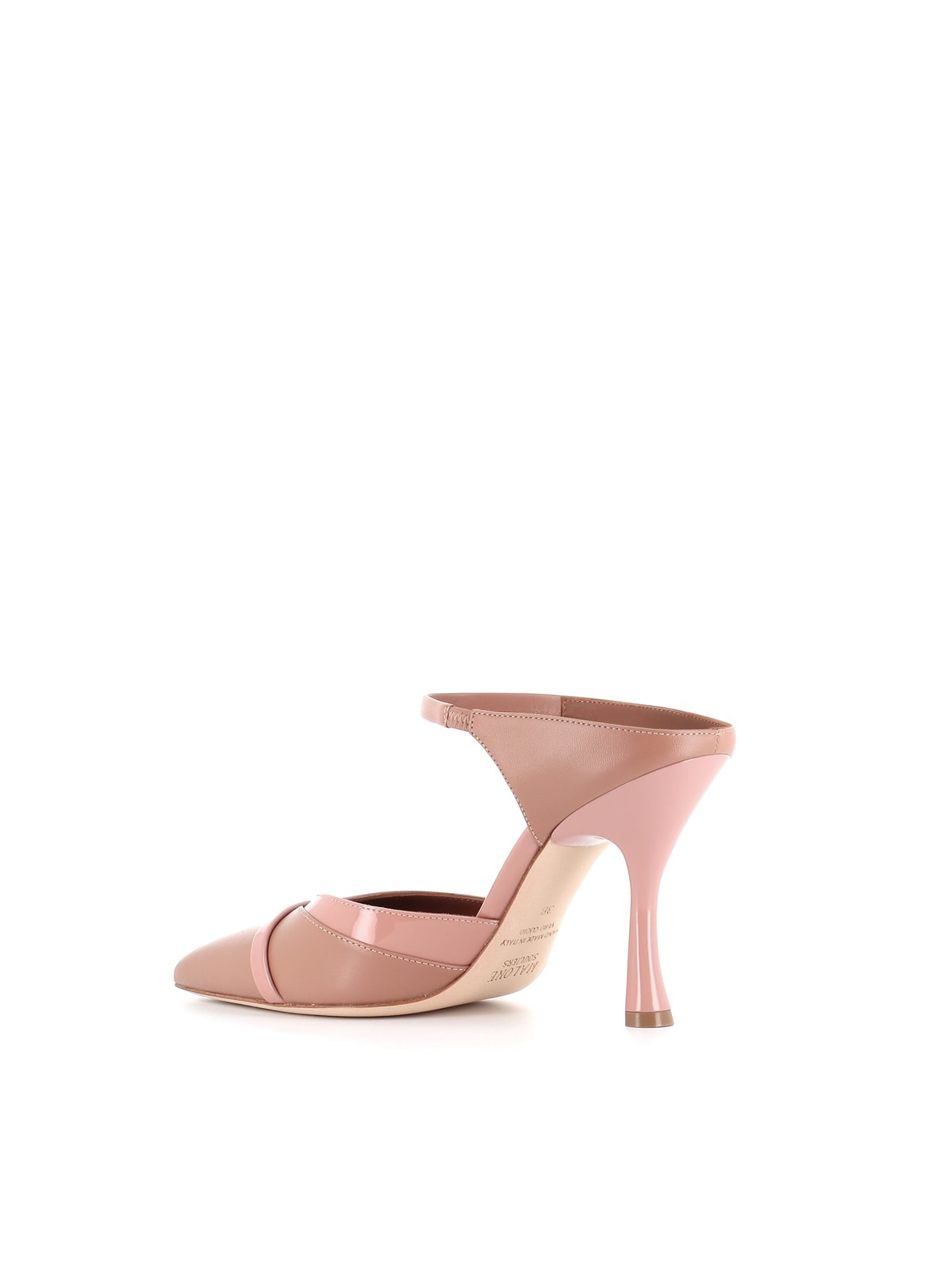 POINTED TOE MULE WITH DOUBLE LAYER DETAIL AND TWO STRAPS ON SCULPTED HEEL