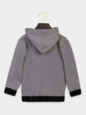Jacket with hood sweat lycra embroidery/woven badge