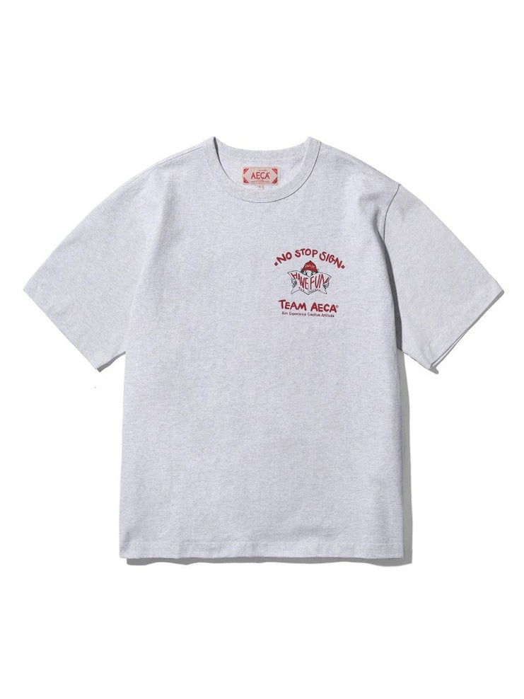 Team work half sleeve-light grey