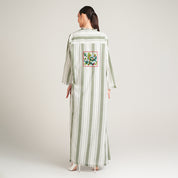 OLIVE GREEN CAPE WITH EMBROIDERY AND DRESS