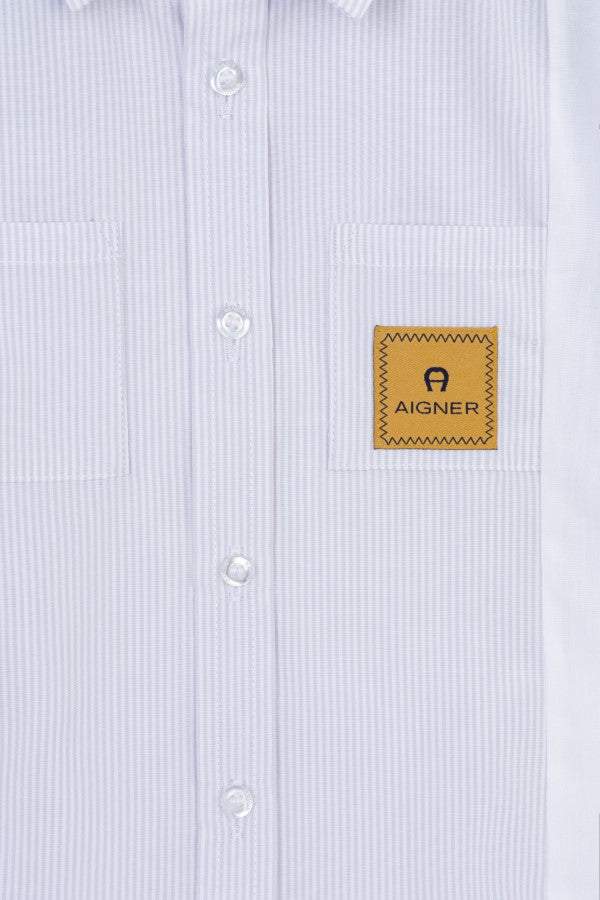 SHIRT STRIPED POPLIN WOVEN BADGE CE