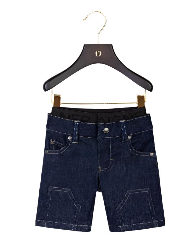 BERMUDAS STRETCH DENIM WOVEN BADGE