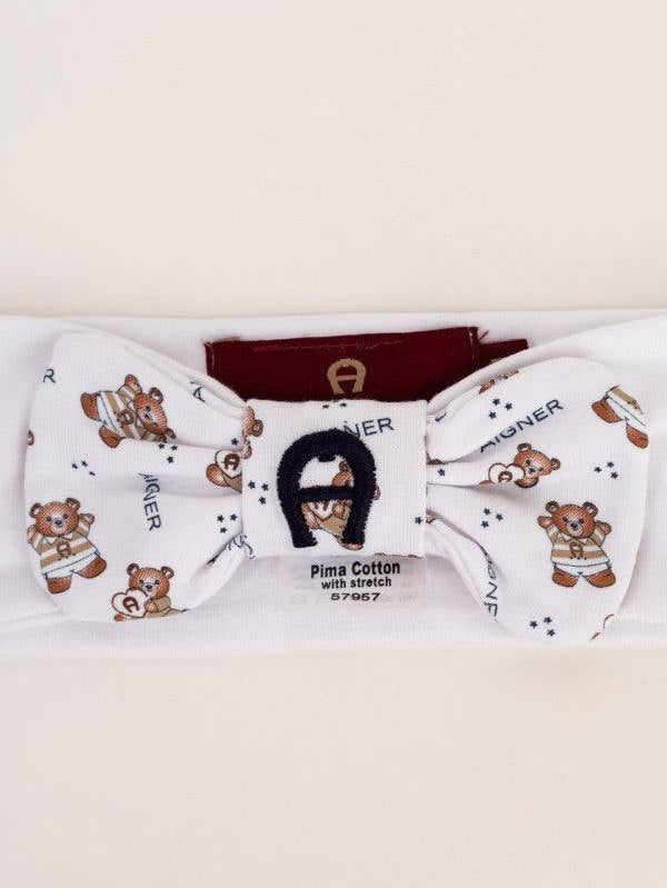 Headband pima cotton with stretch embroidery