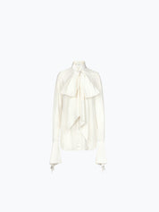 Tie-neck crepe de chine shirt