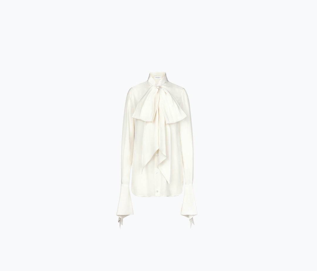 TIE-NECK CREPE DE CHINE SHIRT