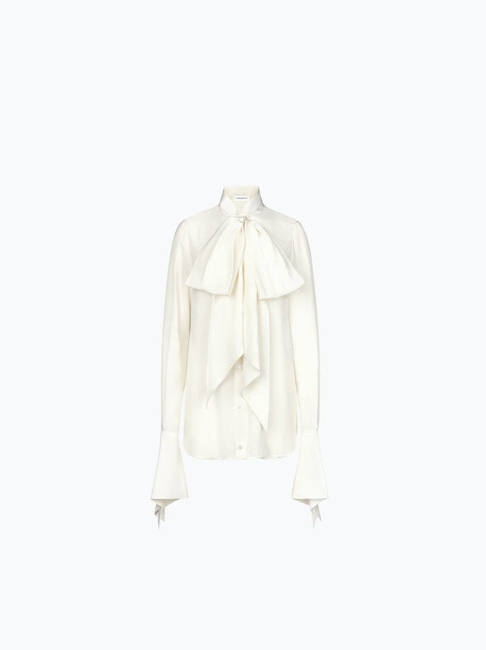 Tie-neck crepe de chine shirt