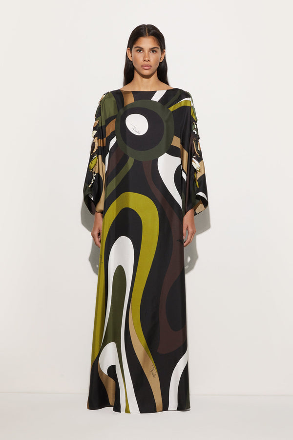 Marble Print Silk Kaftan