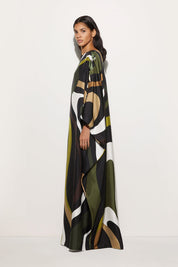 Marble Print Silk Kaftan