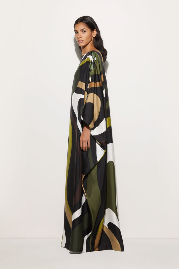 Marble Print Silk Kaftan