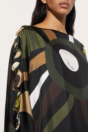 Marble Print Silk Kaftan