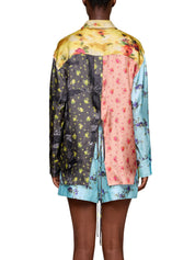 Multi printed silk twill long sleeve shirt
