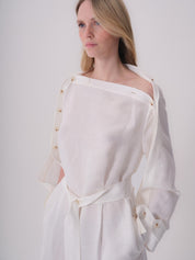 White Linen Dress with Buttons