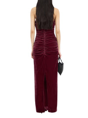 Silk velvet ruched dress