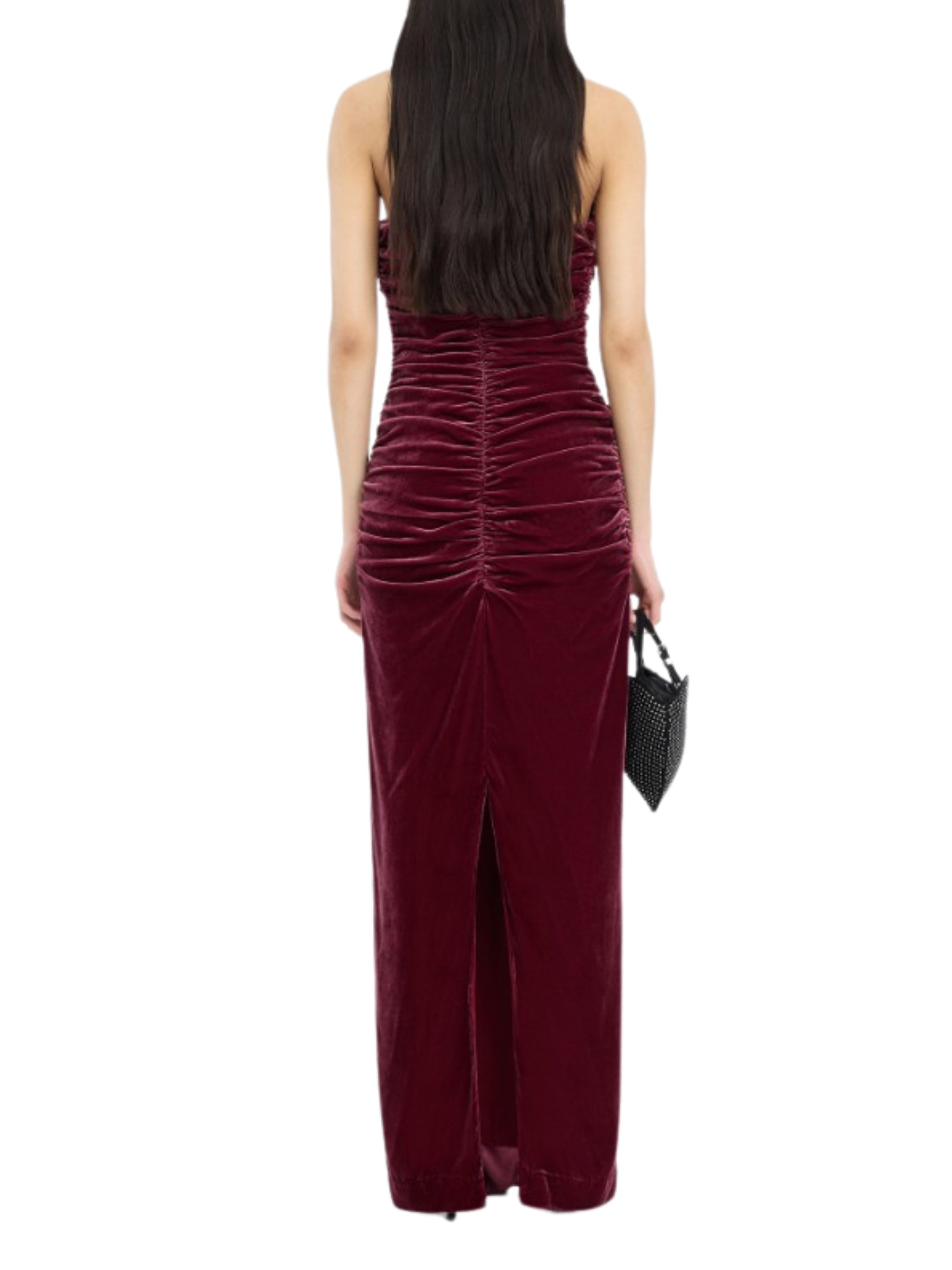 Silk velvet ruched dress