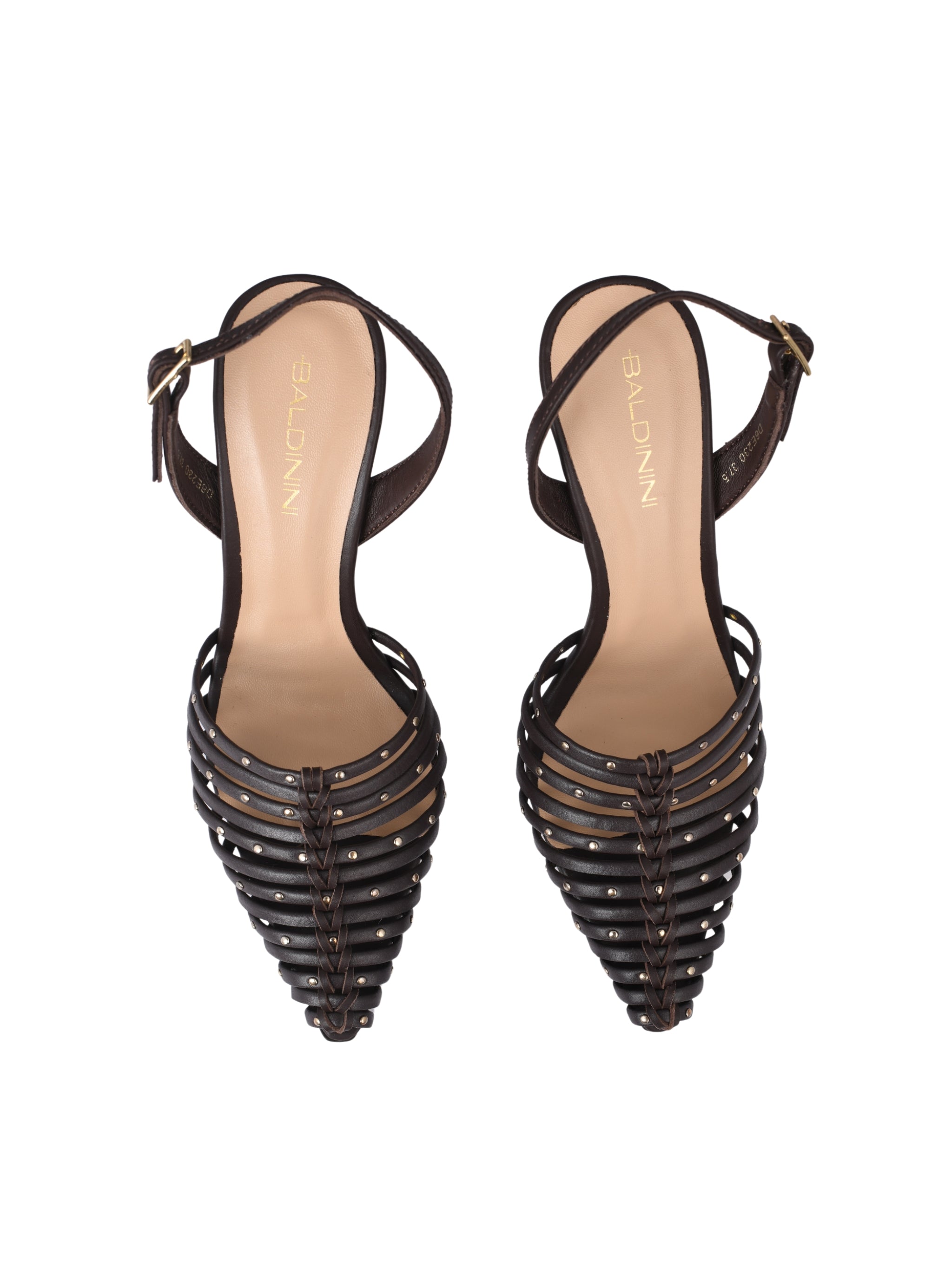 Slingback calf w/studs brown