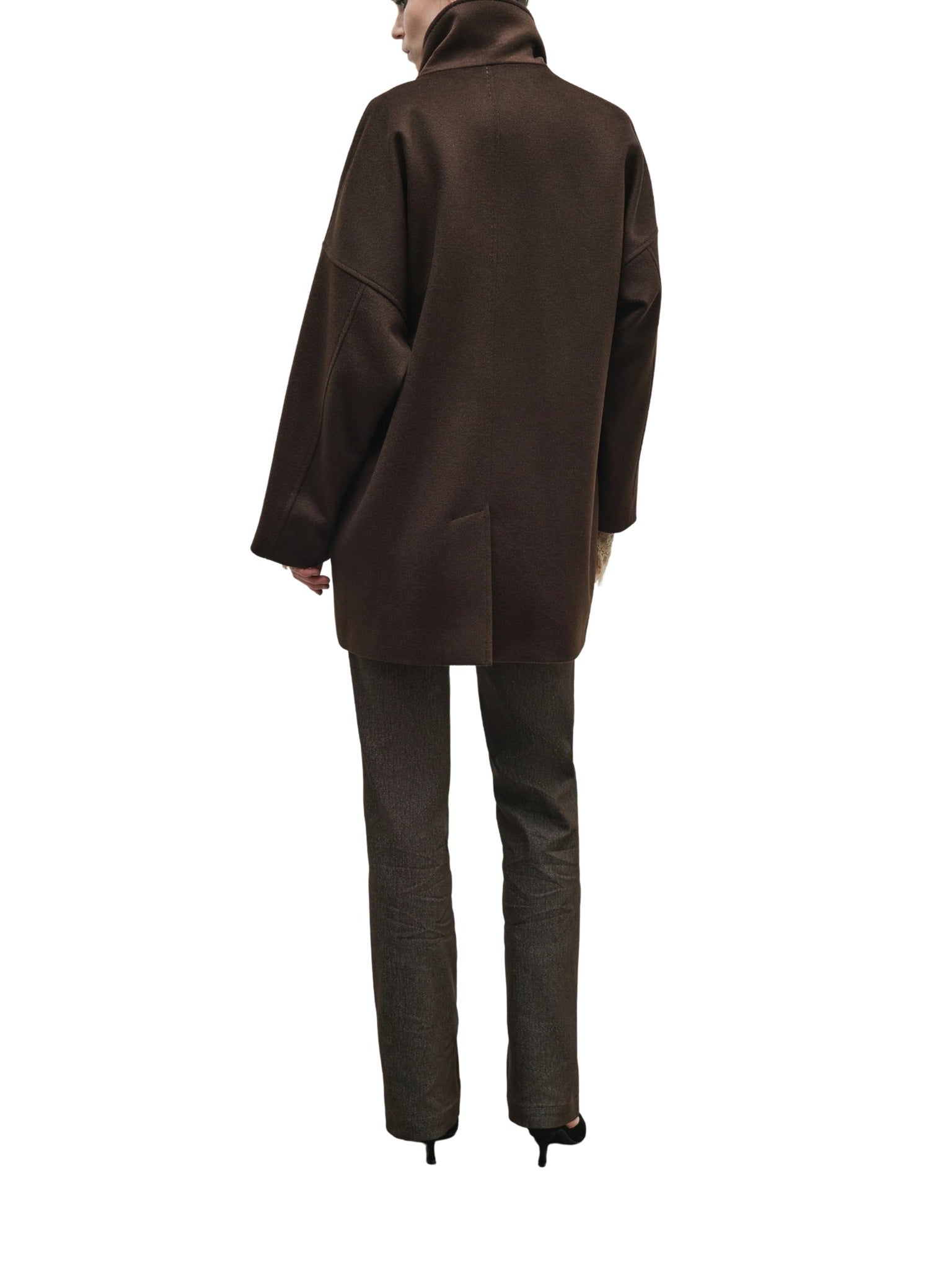 Short Melton Coat with Large Pockets