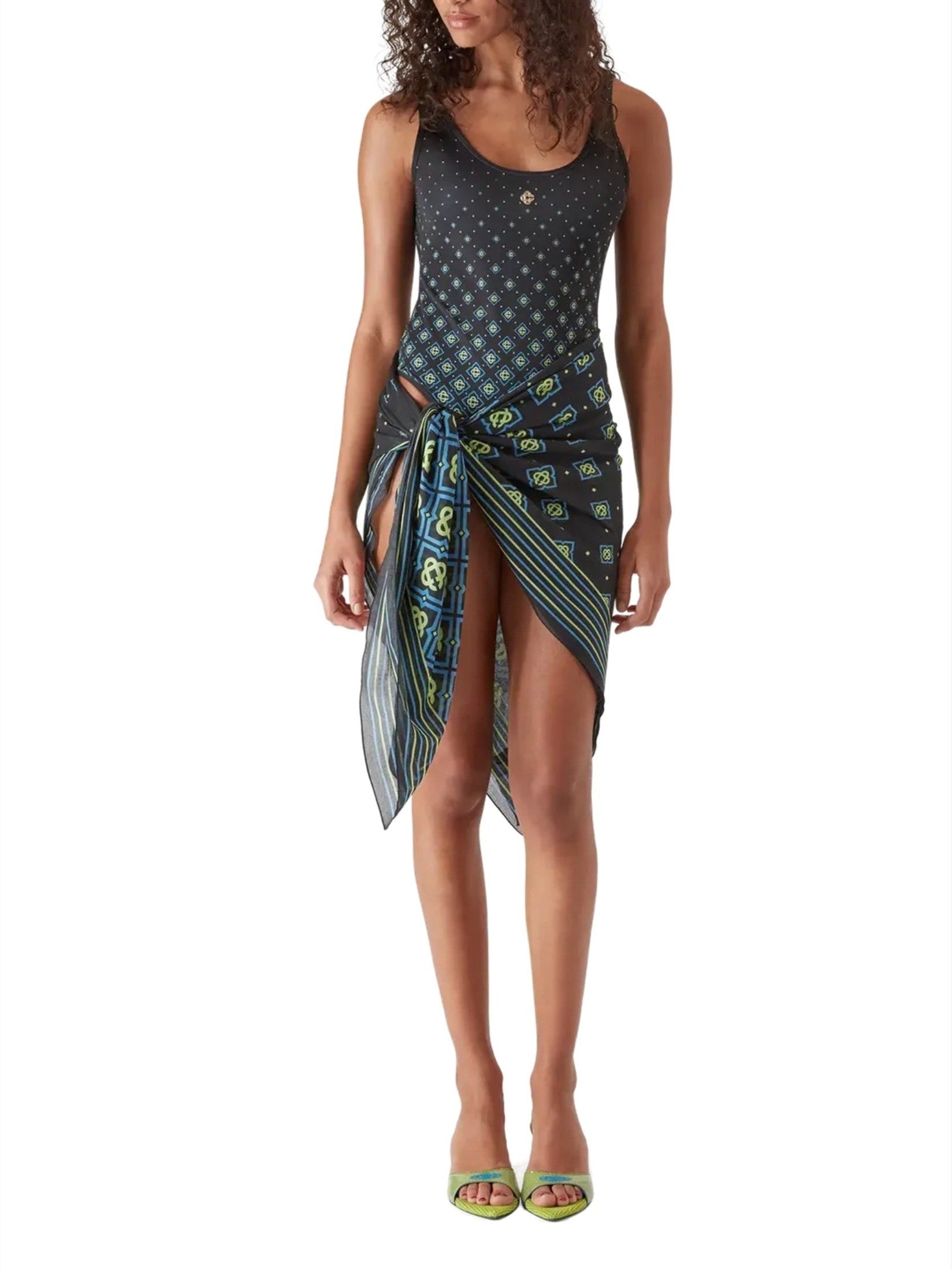 Degrade black monogram printed swimsuit