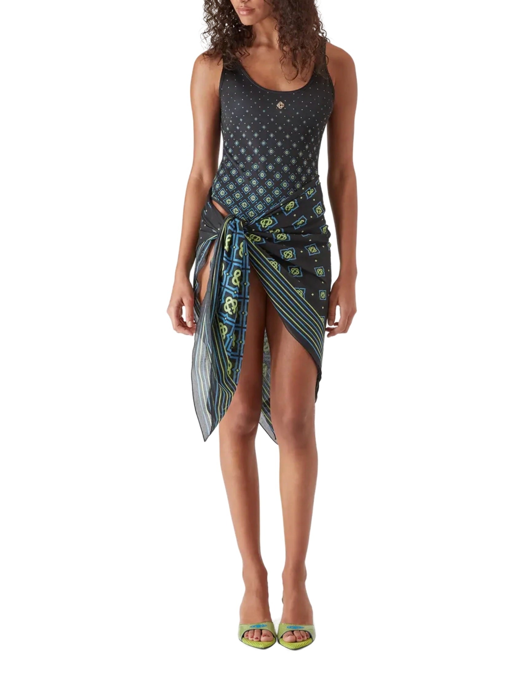 Degrade black monogram printed swimsuit